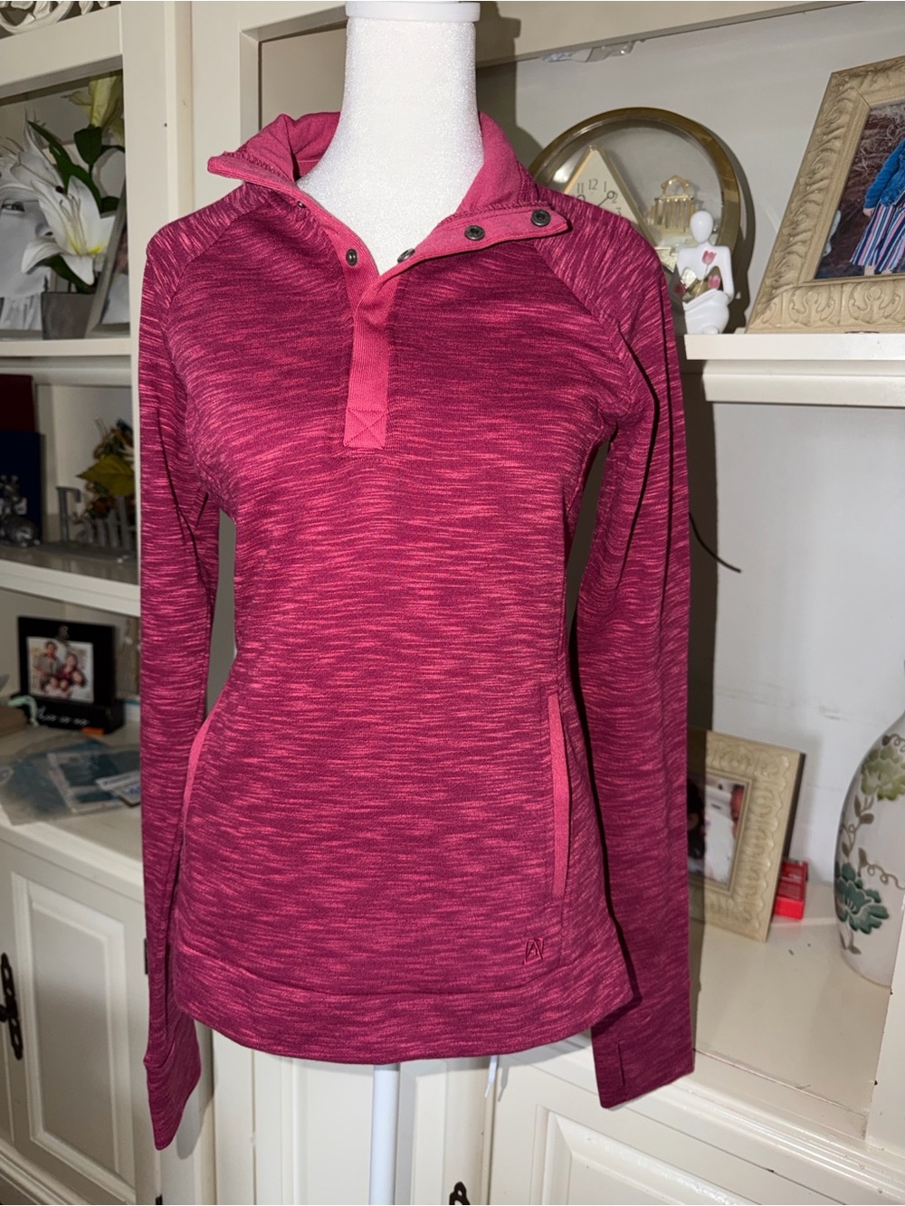 Women’s Marled Pink Pullover Hoodie Sweatshirt
